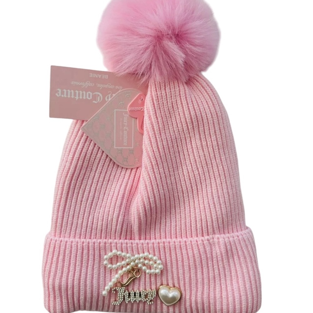 Juicy Couture Pink Pearl Rhinestone Beanie Hat